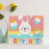 HAPPY EASTER Message Seed Beaded Easter Bunny Clutch / Crossbody Bag