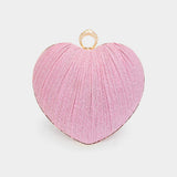 Sparkle Fabric Heart Fold Clutch / Evening Bag / Crossbody Bag