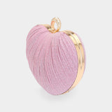 Sparkle Fabric Heart Fold Clutch / Evening Bag / Crossbody Bag