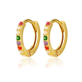 Color Zircon Earrings For Women 925 Sterling Silver Earrings Hoops Pendientes Plata Piercing Gold Jewelry