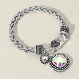 Square Heart Stone Charm Bracelet