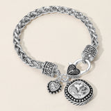 Square Heart Stone Charm Bracelet