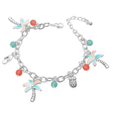 Tropical Palm Tree Flip Flop Pineapple Beads Charm Bracelet