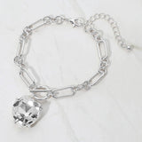Women's Chunky Heart Stone Cluster Toggle Charm Bracelet
