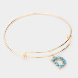 -D- Turquoise Embellished Initial Monogram Charm Bracelet