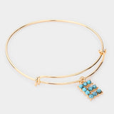 -E- Turquoise Embellished Initial Monogram Charm Bracelet