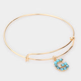 -G- Turquoise Embellished Initial Monogram Charm Bracelet
