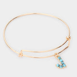 -J- Turquoise Embellished Initial Monogram Charm Bracelet