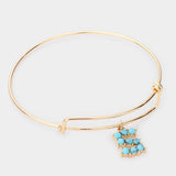 -S- Turquoise Embellished Initial Monogram Charm Bracelet
