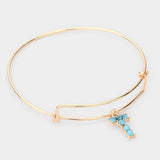 -T- Turquoise Embellished Initial Monogram Charm Bracelet