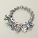 Boho Heart Decorative Beads Charm Beaded Stretch Bracelet