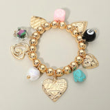 Love Heart Star Charm Beaded Stretch Bracelet