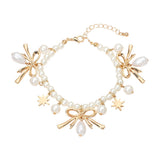 Bow CHarm Pearl Beaded Bracelet
