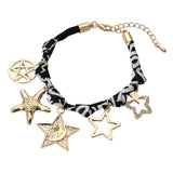 Star Charm Embellished Scarf Fabric Chain Bracelet