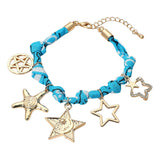 Star Charm Embellished Scarf Fabric Chain Bracelet