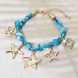 Star Charm Embellished Scarf Fabric Chain Bracelet