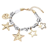 Star Charm Embellished Scarf Fabric Chain Bracelet