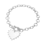 Bead Mother of Pearl Heart Charm Toggle Chain Bracelet
