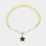 Enamel Star Charm Natural Stone Stretch Bracelet