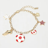Canada Soccer Ball Shoe Star Charm Station Bracelet