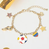 Women's Colombia Soccer Ball Shoe Star Charm Station Bracelet