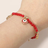 Evil Eye Clover Peace Elephant Hamsa Hand Charm Beaded Stretch Bracelet