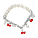 SECET BOX_Cherry Charm Pearl Beaded Stretch Bracelet