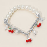 SECET BOX_Cherry Charm Pearl Beaded Stretch Bracelet