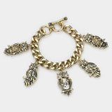 Multi Owl Charm Toggle Bracelet