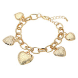 Chunky Heart Charm Station Chain Bracelet