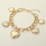 Chunky Heart Charm Station Chain Bracelet