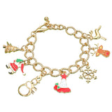 Christmas Tree Santa Claus Rudolph Snowflake Charm Bracelet
