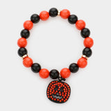 Pumpkin Charm Beaded Stretch Bracelet
