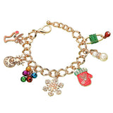 Pearl Snowman Snowflake Christmas Mitten Rudolph Charm Bracelet