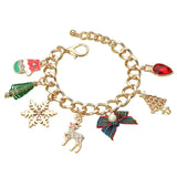 Christmas Tree Snowflake Pearl Bow Light Bulb Mitten Charm Bracelet