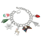 Christmas Tree Snowflake Pearl Bow Light Bulb Mitten Charm Bracelet