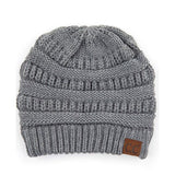 C.C CRISS CROSS PONYTAIL KNIT BEANIE