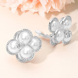 Pearl Cluster Flower Evening Clip On Earrings