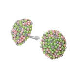 Beaded Pearl Rhinestone Embellished Dome Clip On Earrings