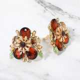 Bold Floral Evening Clip On Earrings