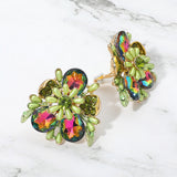 Bold Floral Evening Clip On Earrings