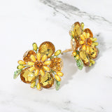 Bold Floral Evening Clip On Earrings