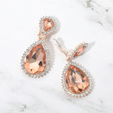 Crystal Pave Trim Teardrop clip on Earrings