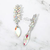 Crystal Marquise Rhinestone Pave Evening Clip On Earrings