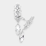 Crystal Marquise Rhinestone Pave Evening Clip On Earrings