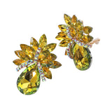 Teardrop Stone Accented Clip on Evening Earrings