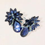 Teardrop Stone Accented Clip on Evening Earrings