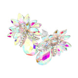 Teardrop Stone Accented Clip on Evening Earrings