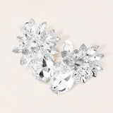 Teardrop Stone Accented Clip on Evening Earrings