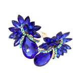 Teardrop Stone Accented Clip on Evening Earrings
